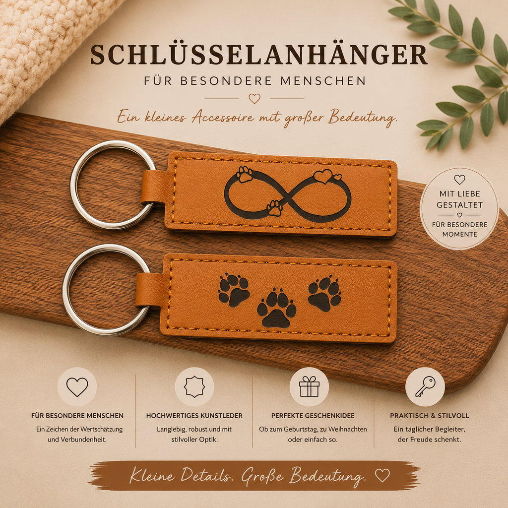 Schlüsselanhänger aus Kunstleder mit Gravur