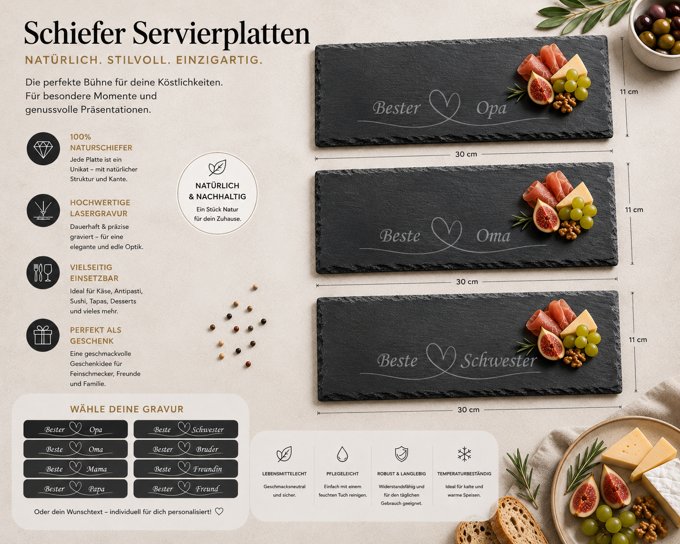 Schieferservierplatten