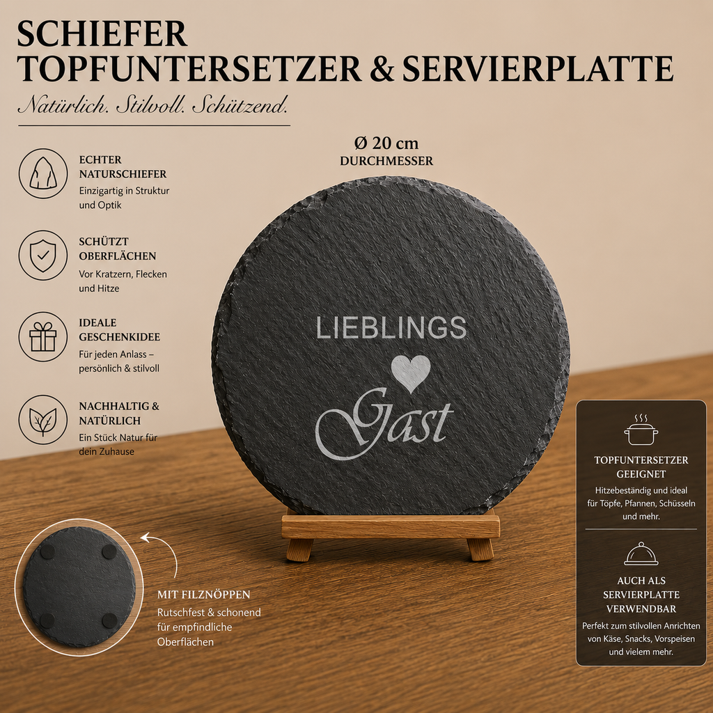 Schiefer Topfuntersetzter & Servierplatte