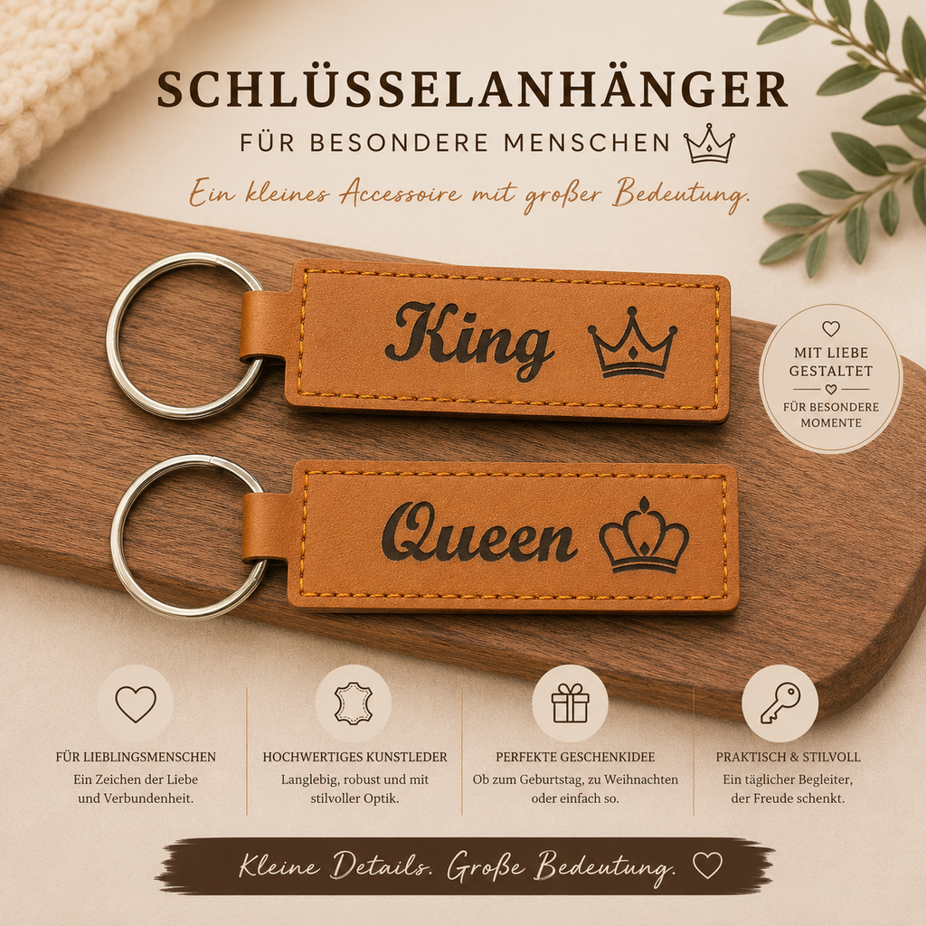 Schlüsselanhänger aus Kunstleder mit Gravur