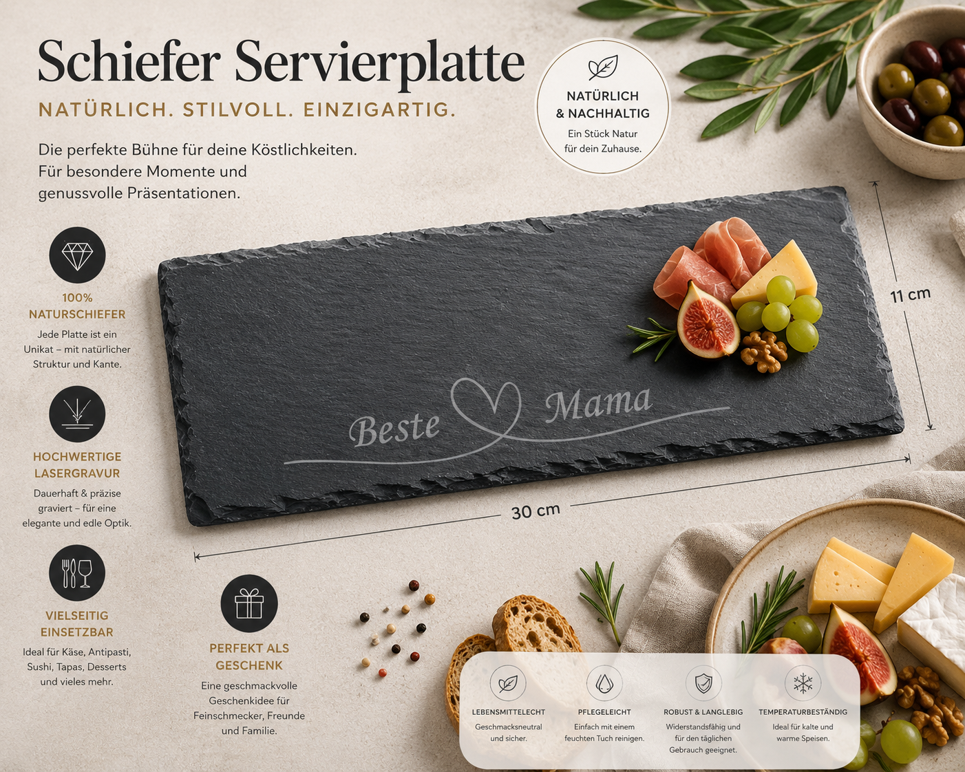 Schieferservierplatten